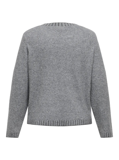 ryggen af grå strik med ribkanter ONLY Carmakoma CARFINA Knit Grey