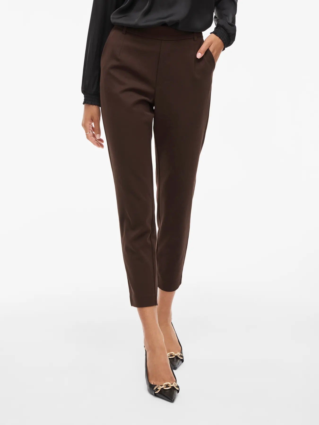 VILA VIVARONE HW SLIM PANT | Coffee Bean