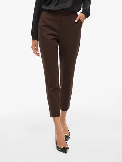 VILA VIVARONE HW SLIM PANT | Coffee Bean