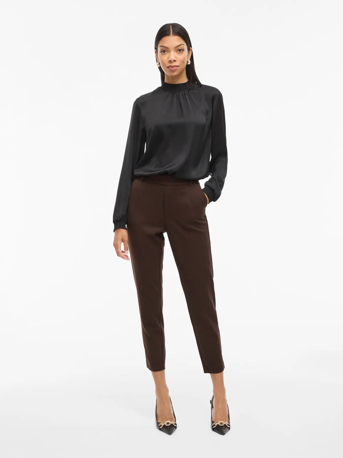 VILA VIVARONE HW SLIM PANT | Coffee Bean