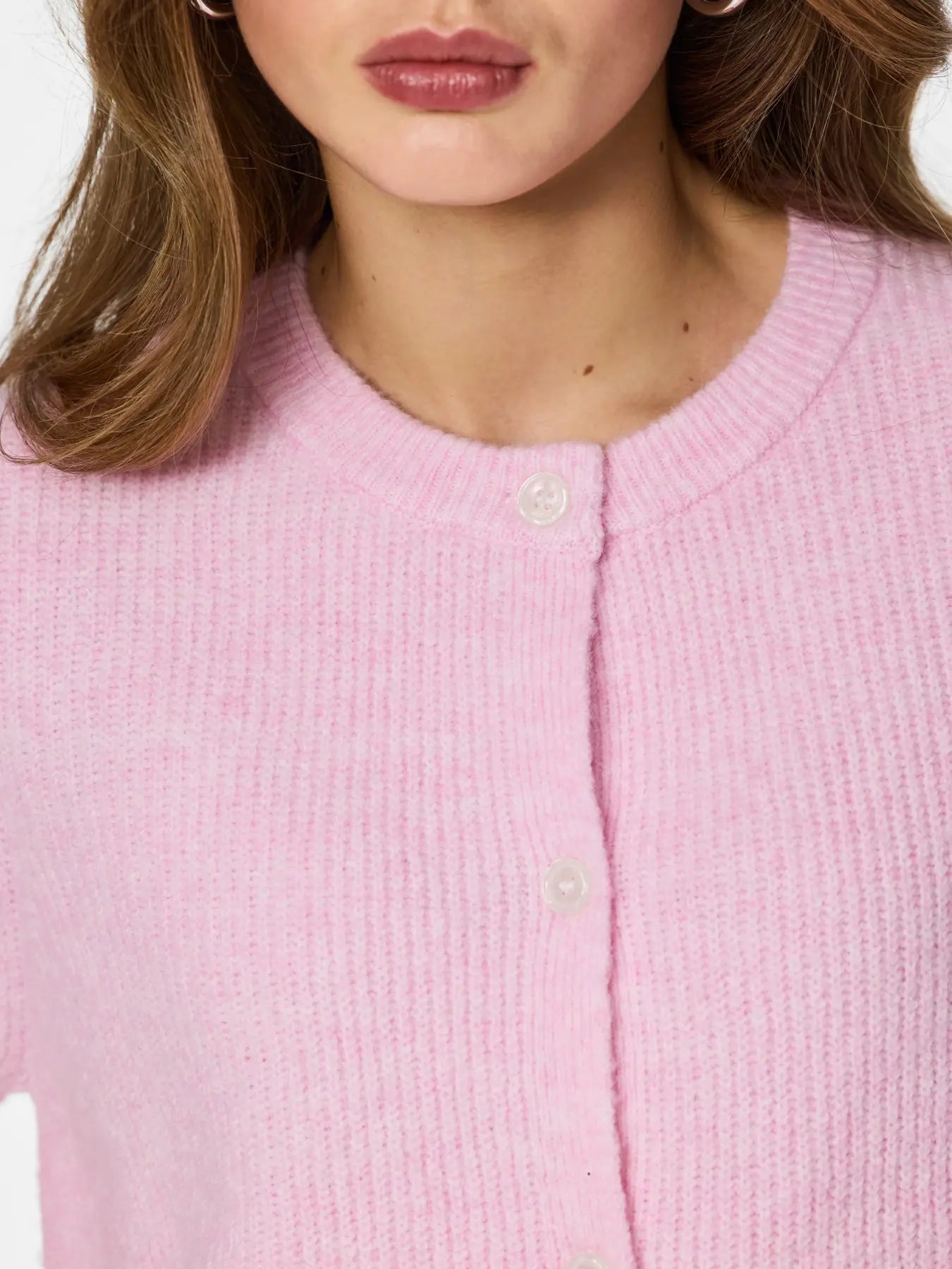 PIECES PCSILLY SS O-NECK KNIT CARDIGAN | Roseate Spoonbill Mel