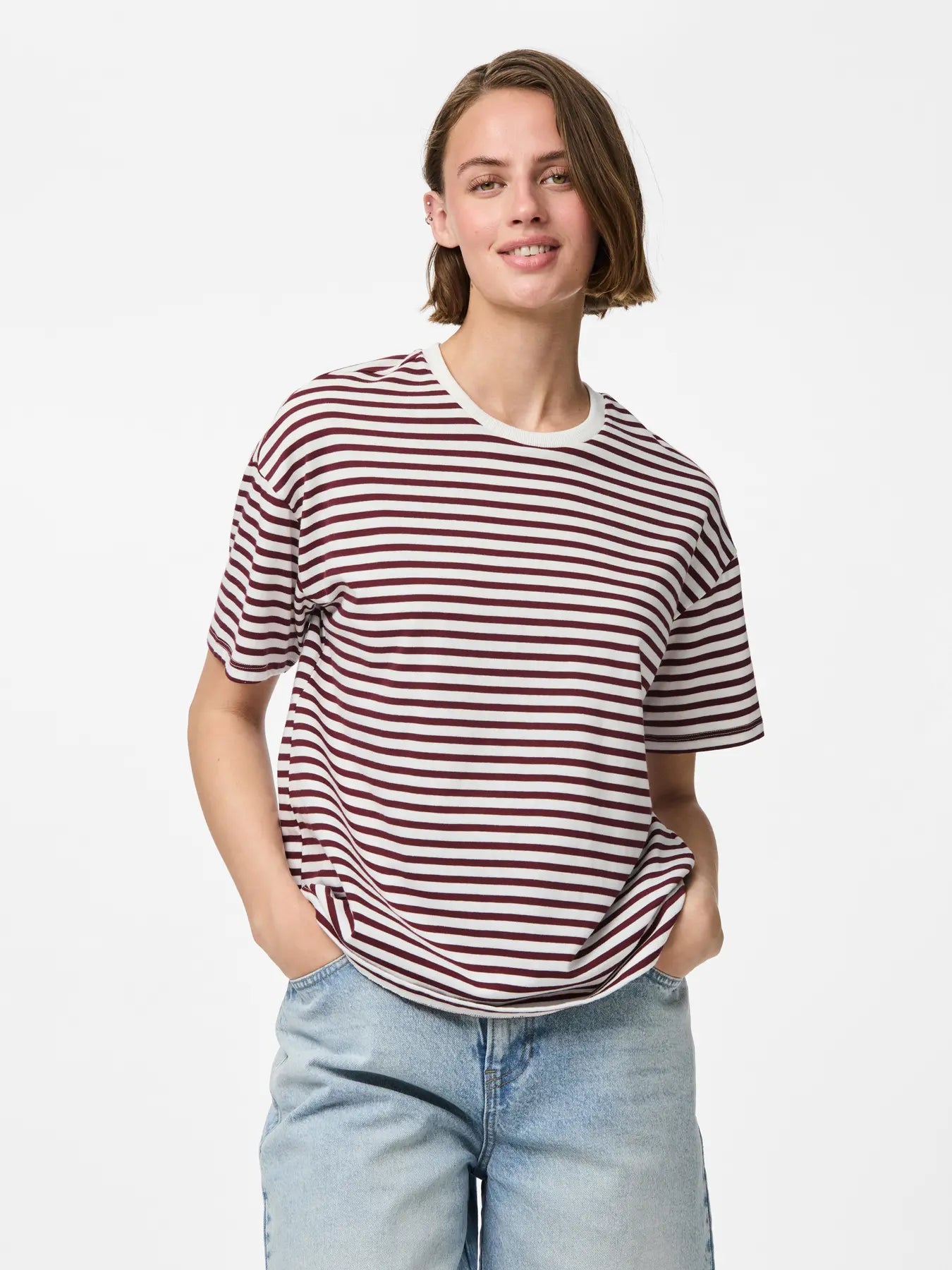 PIECES PCSADIE 2/4 TEE JRS | Cloud Dancer Tawney port