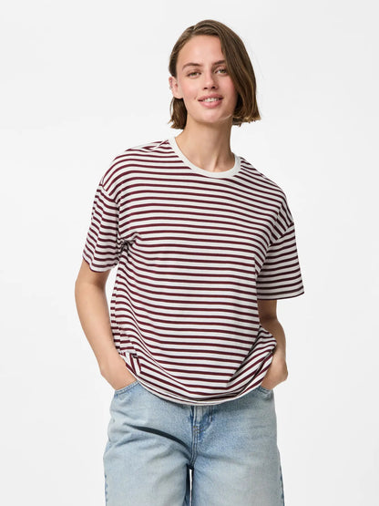 PIECES PCSADIE 2/4 TEE JRS | Cloud Dancer Tawney port