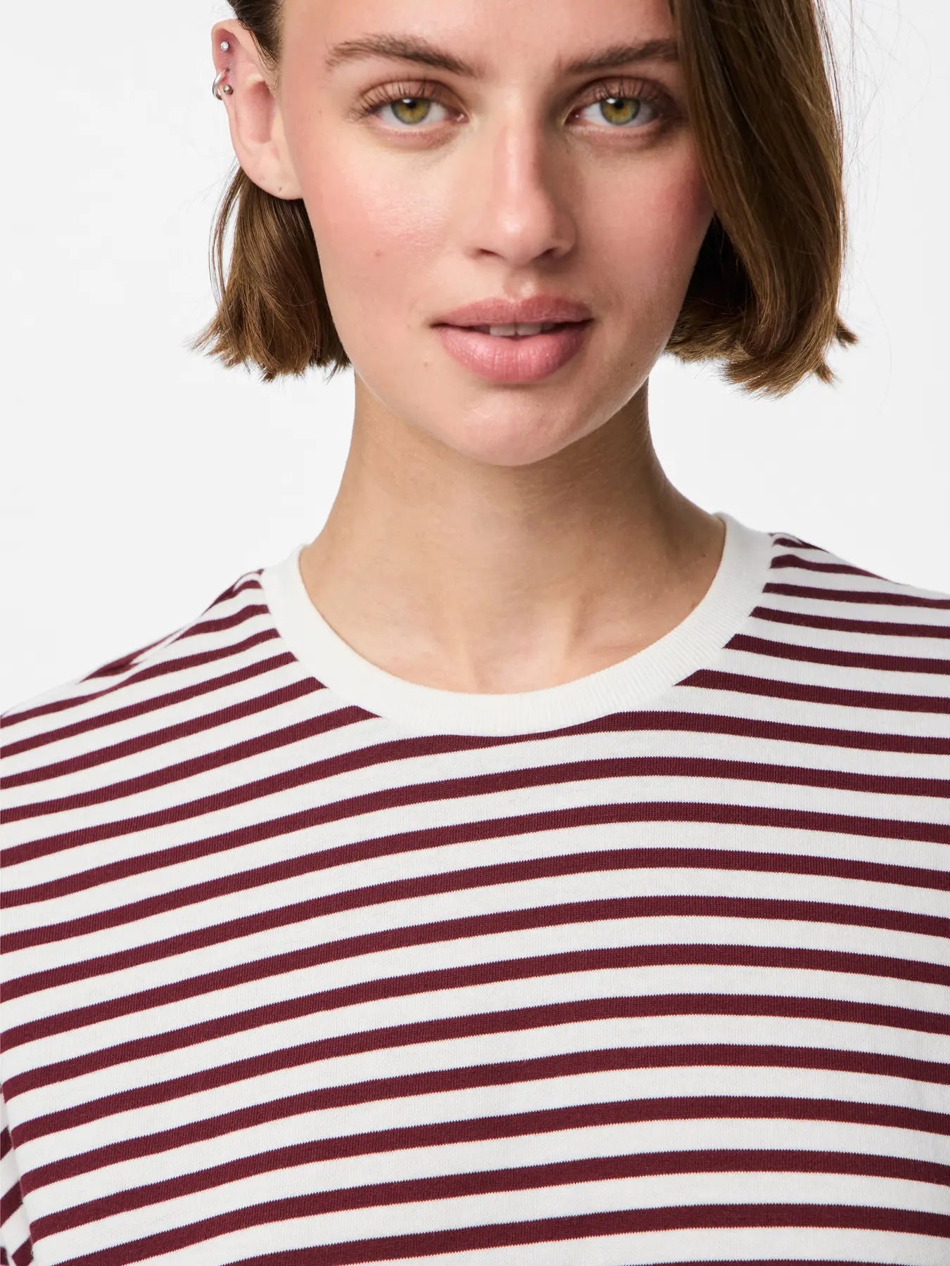 PIECES PCSADIE 2/4 TEE JRS | Cloud Dancer Tawney port