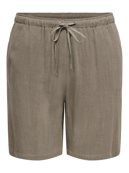 ONLY Carmakoma CARSIESTA PULL-UP LIN SHORTS | Walnut
