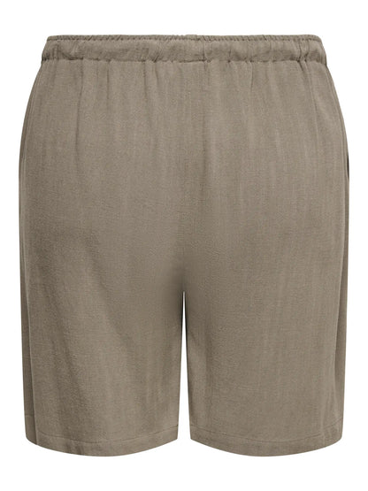 ONLY Carmakoma CARSIESTA PULL-UP LIN SHORTS | Walnut