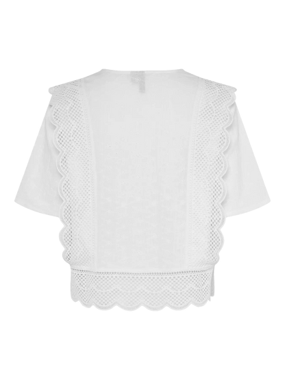 PIECES PCSIMINNA SS TOP WVN | Cloud Dancer