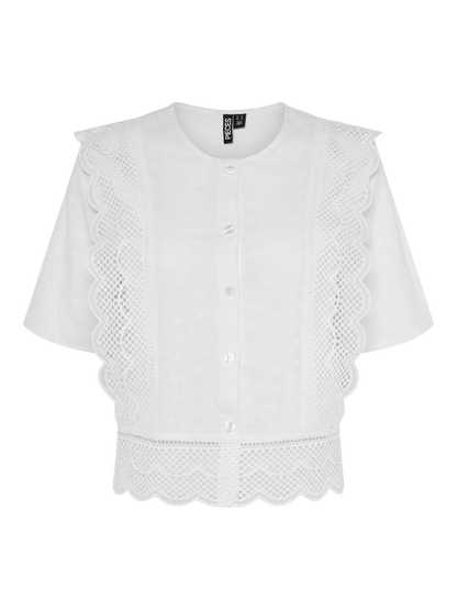 PIECES PCSIMINNA SS TOP WVN | Cloud Dancer