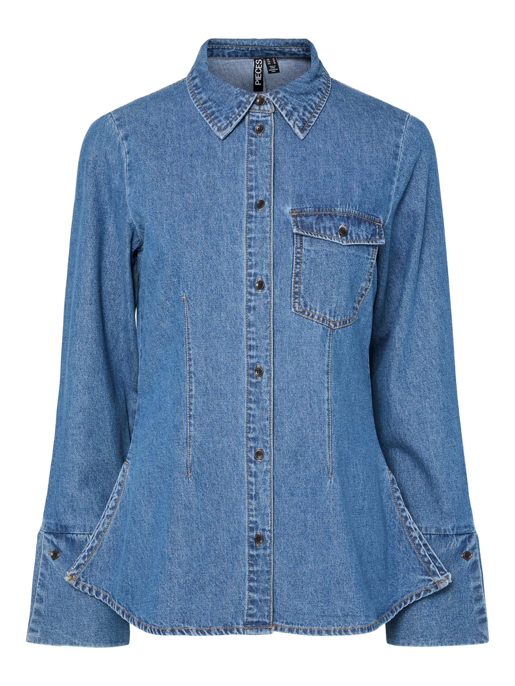 PIECES PCSVEA LS Denim shirt | Medium Blue Denim