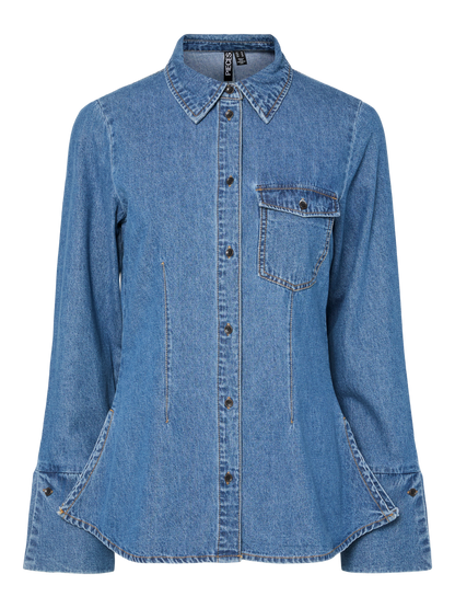 PIECES PCSVEA LS Denim shirt | Medium Blue Denim