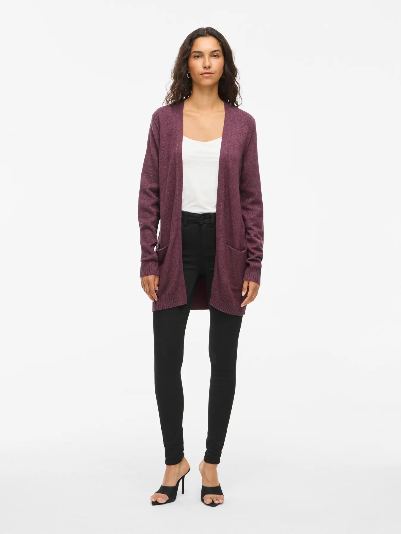 VILA VIRIL OPEN cardican  | Fig dark melange