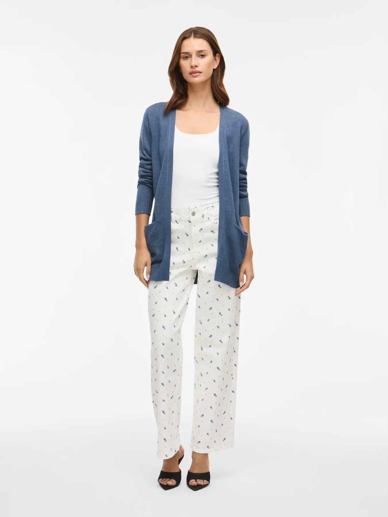 VILA VIRIL OPEN cardican  | Vintage Indigo dark melange