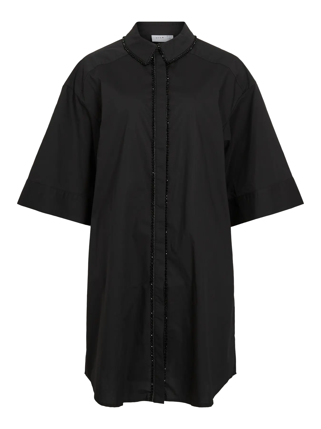 VILARA 3/4 LOOSE SHIRT DRESS - Black