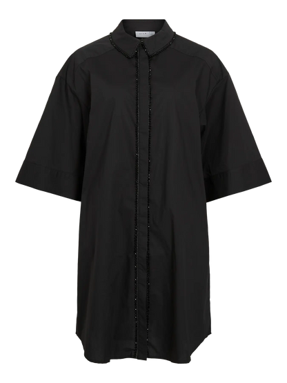 VILARA 3/4 LOOSE SHIRT DRESS - Black