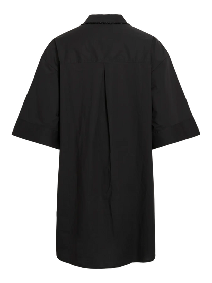 VILARA 3/4 LOOSE SHIRT DRESS - Black