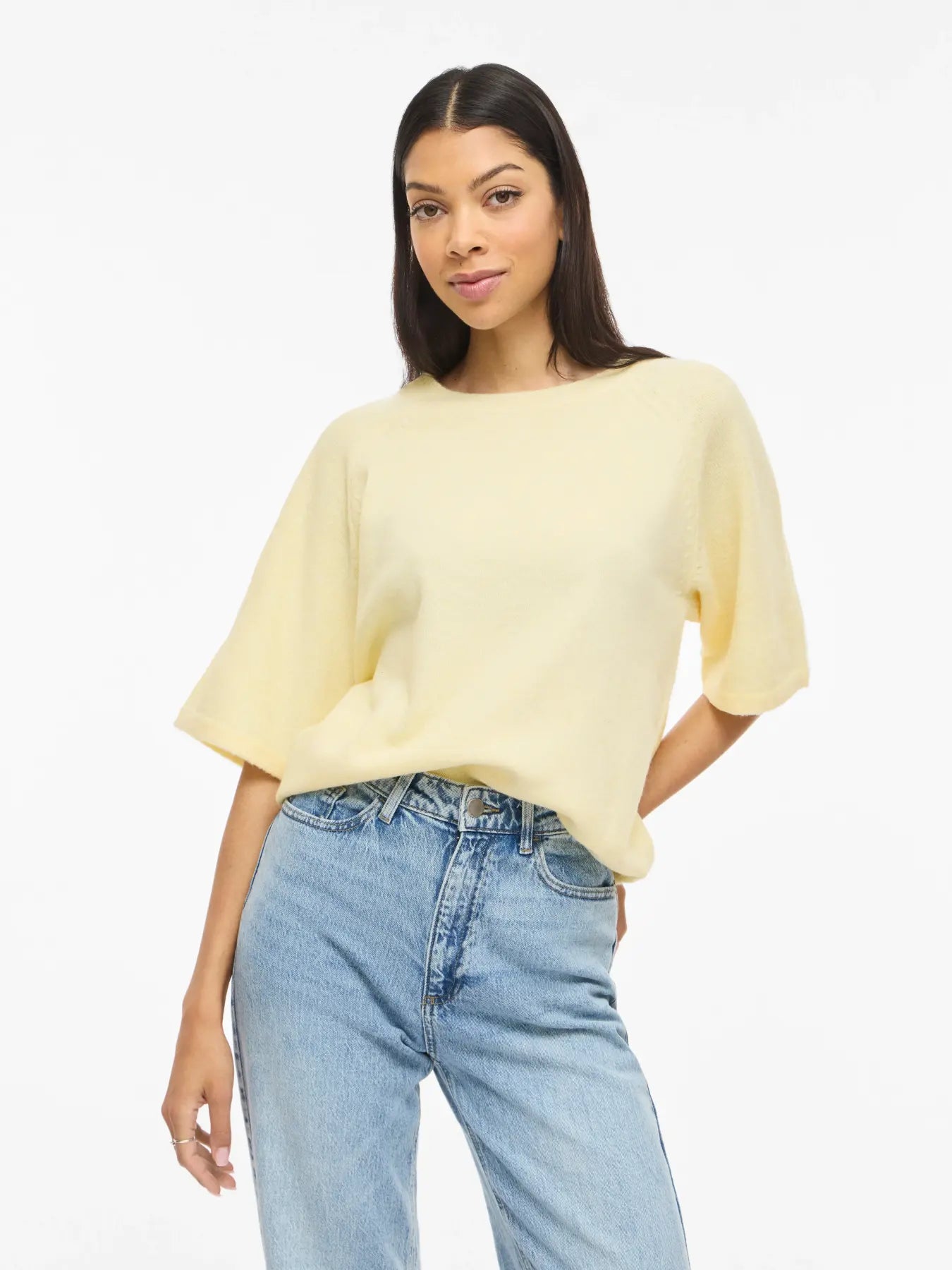 VILIGA 2/4 O-NECK KNIT TOP - NOOS - Yellow
