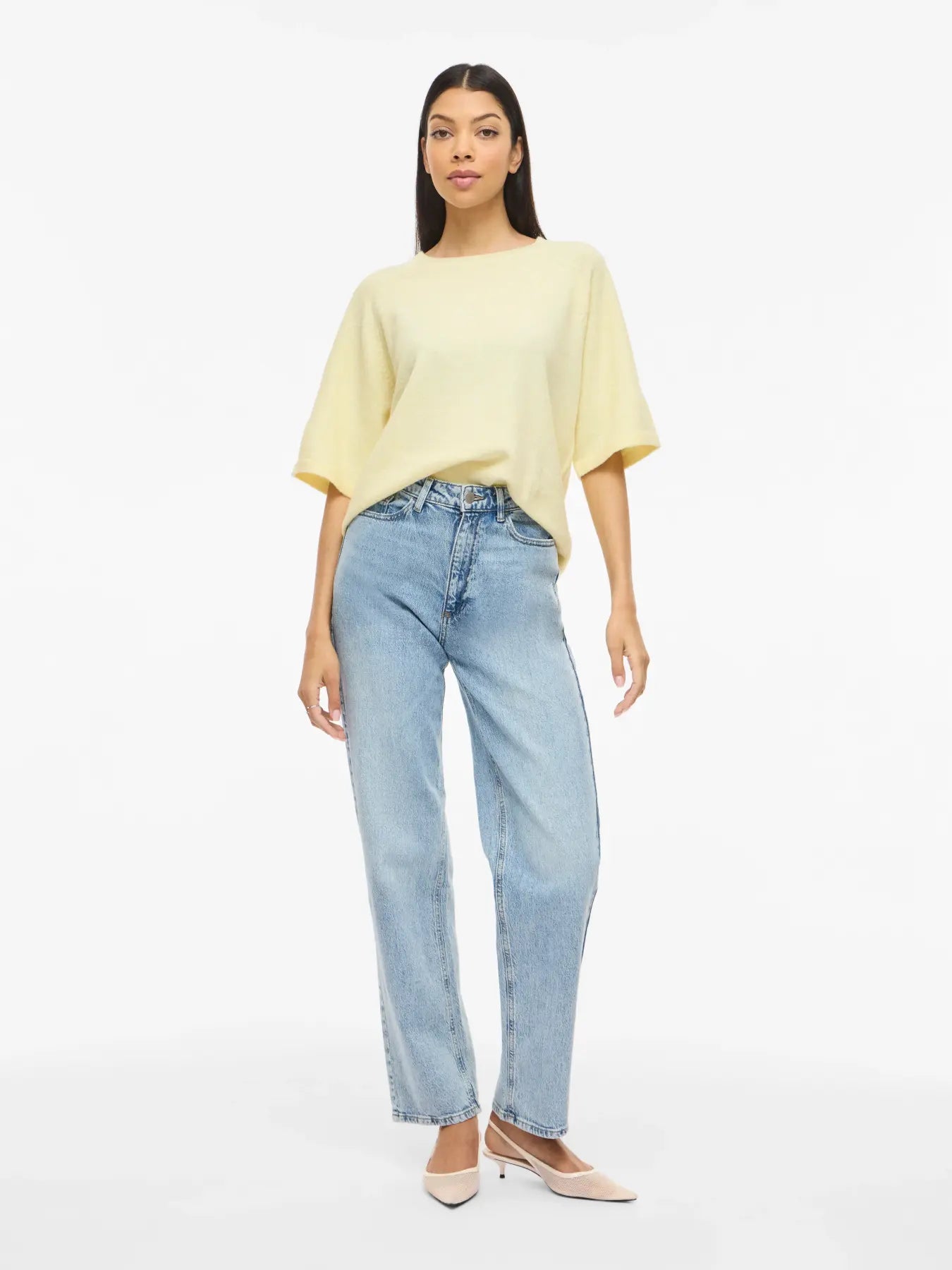 VILIGA 2/4 O-NECK KNIT TOP - NOOS - Yellow