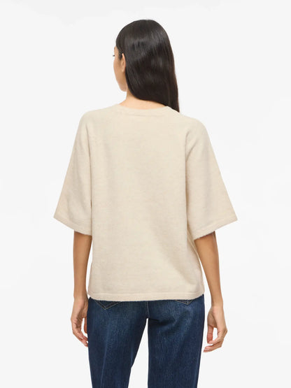 VILIGA 2/4 O-NECK KNIT TOP  - Birch
