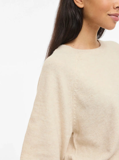 VILIGA 2/4 O-NECK KNIT TOP  - Birch