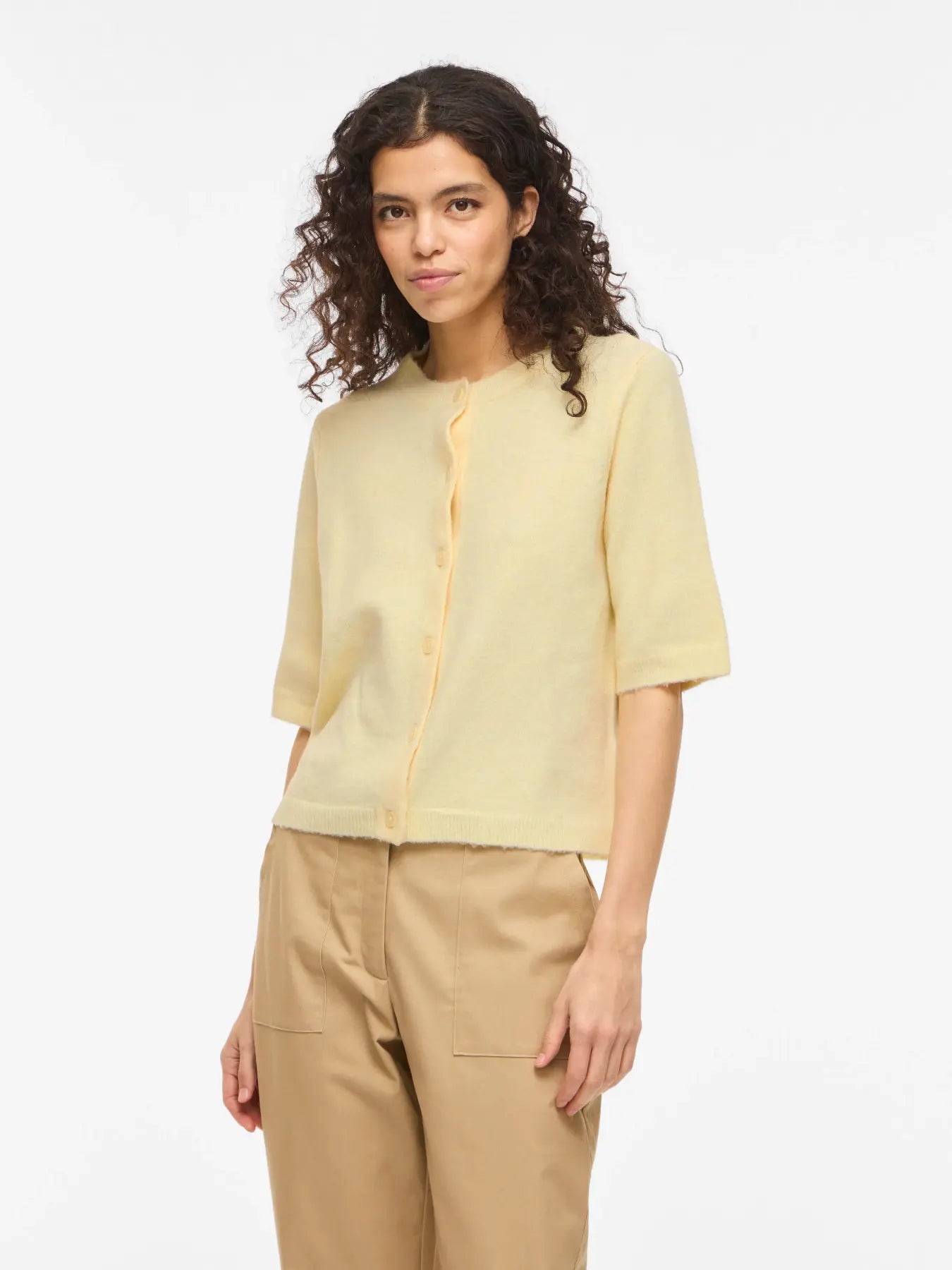 VILIGA 2/4 O-NECK KNIT CARDIGAN - NOOS - Yellow