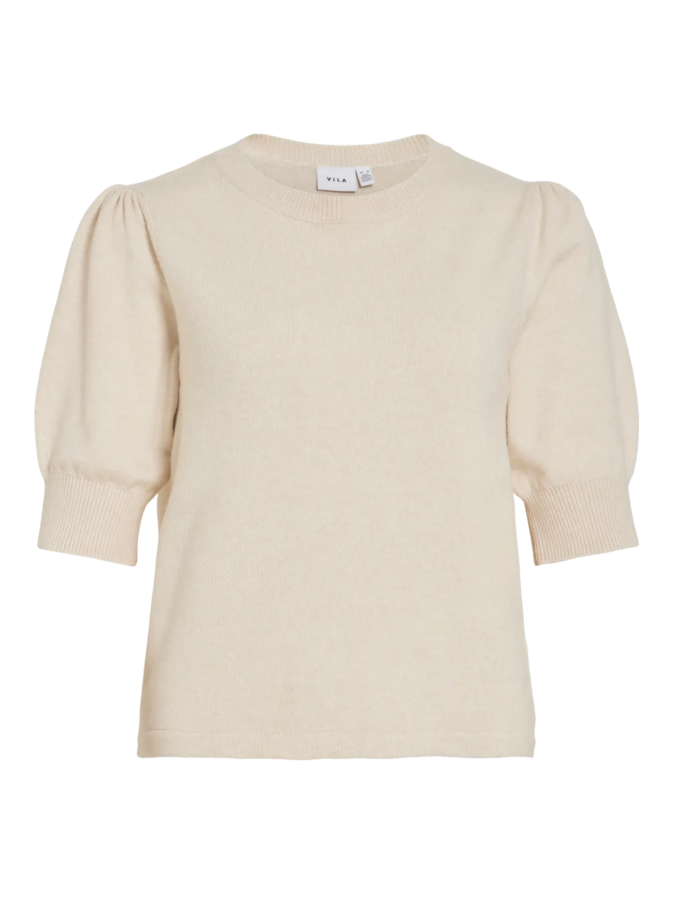 VILA VIRIL KURZÄRMELIGES STRICKTOP | Super Light Neutral