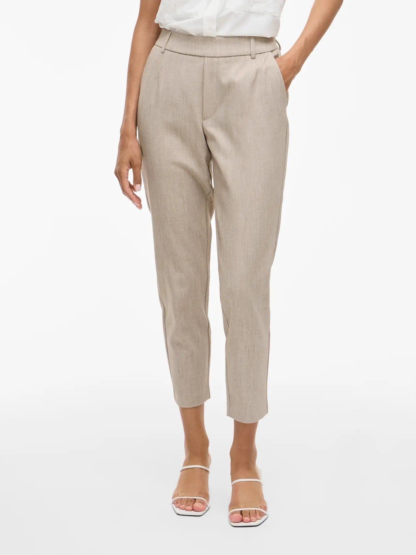 VILA VIVARONE HW SLIM PANT | Natural Melange
