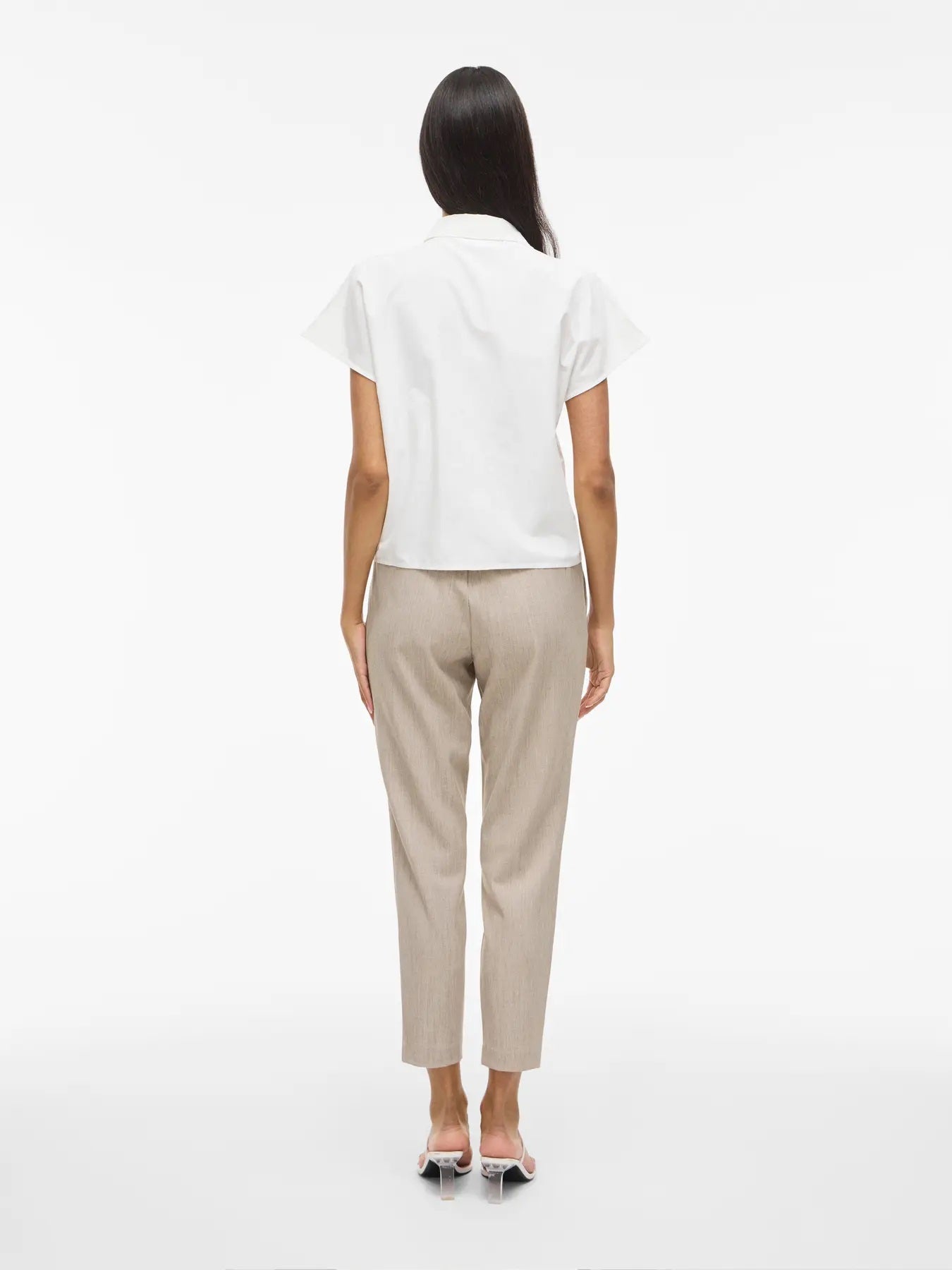 VILA VIVARONE HW SLIM PANT | Natural Melange