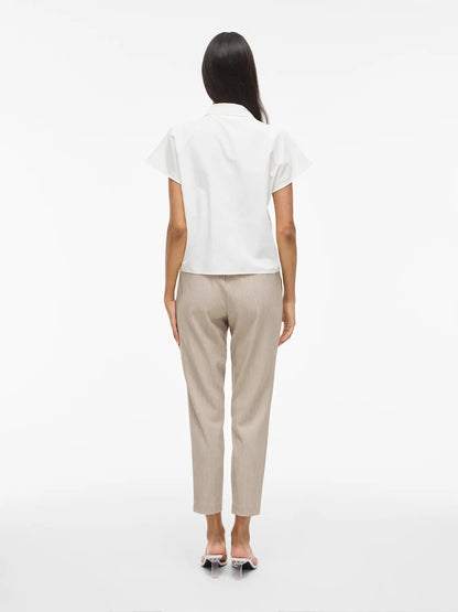 VILA VIVARONE HW SLIM PANT | Natural Melange