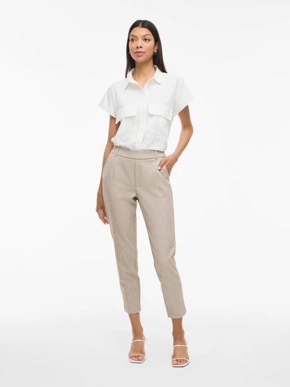 VILA VIVARONE HW SLIM PANT | Natural Melange