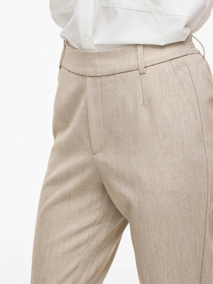 VILA VIVARONE HW SLIM PANT | Natural Melange