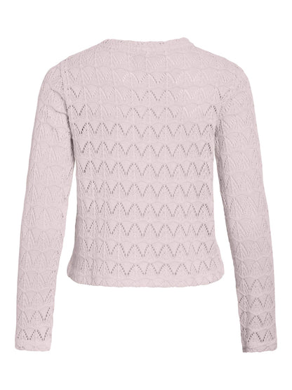 VILA hulmønstret cardigan med knapper – lys rosa