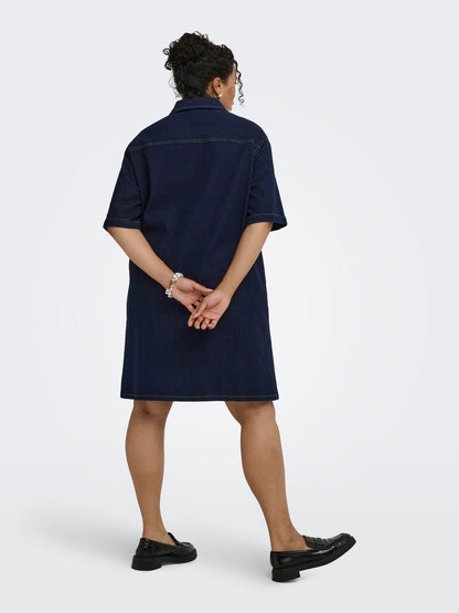 Only Carmakoma - Deline - Kort Kjole - Dark Blue Denim