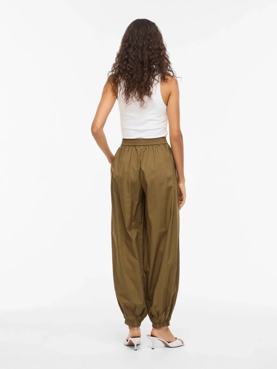 bukser med elastik og volumen VILA VIEMILIE Parachute Pants Dark Olive