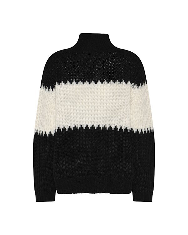 sort strik med hvid Humble MASONHBS Pullover Black combi