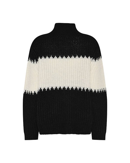 sort strik med hvid Humble MASONHBS Pullover Black combi