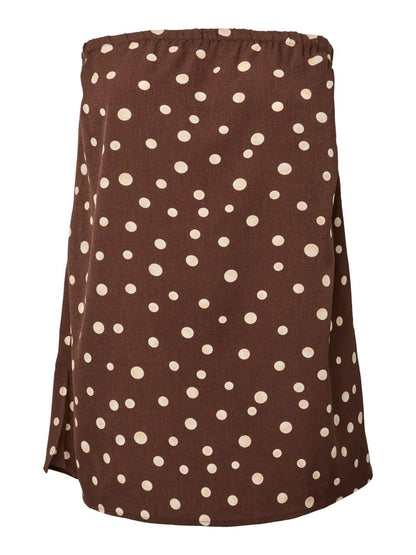 prikket bandeau top i brun og hvid. PIECES PCMOKKA BANDEAU TOP Coffee Quartz Dots
