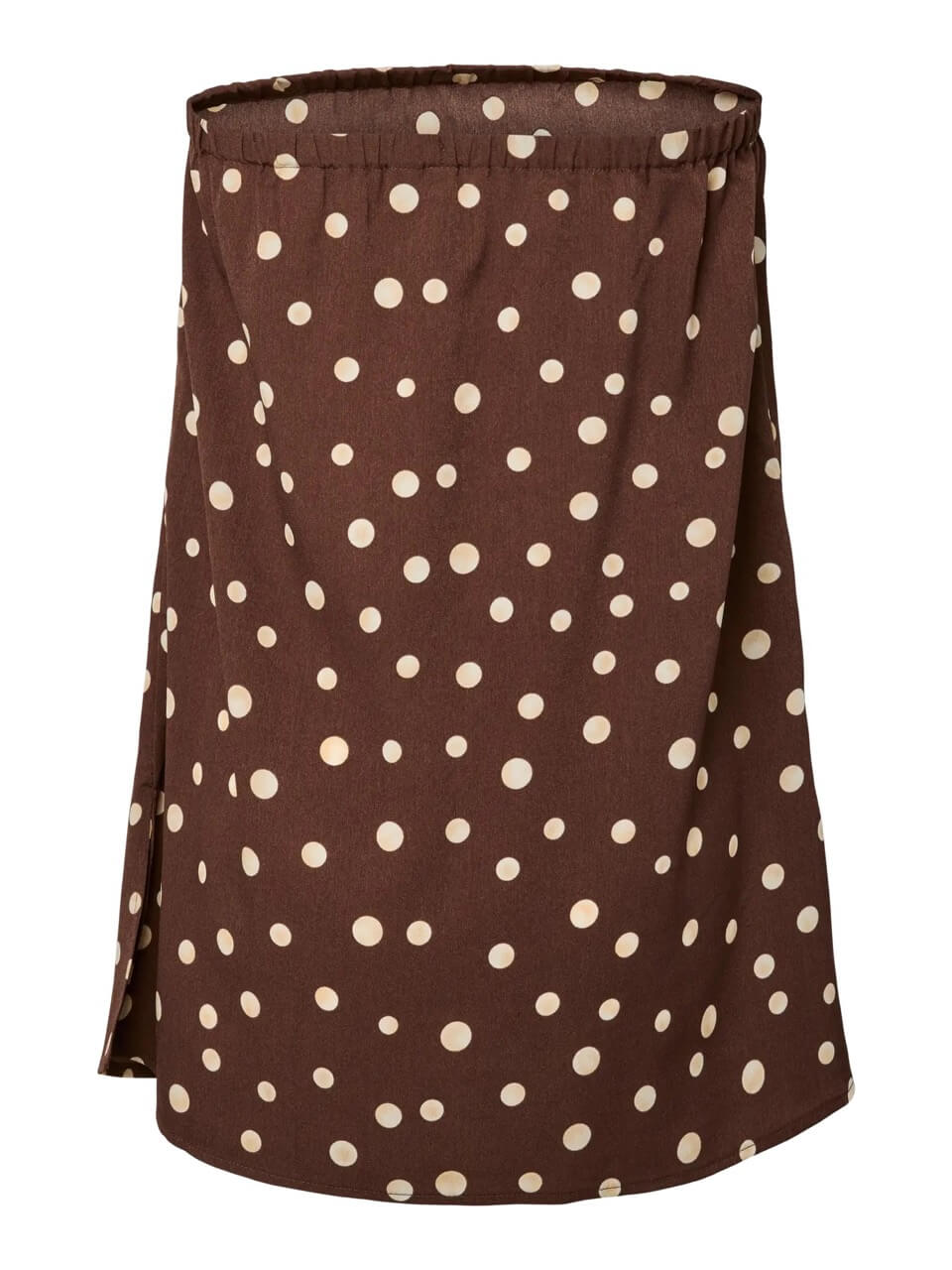 elastikkant øverst på prikket bandeau top i brun og hvid. PIECES PCMOKKA BANDEAU TOP Coffee Quartz Dots