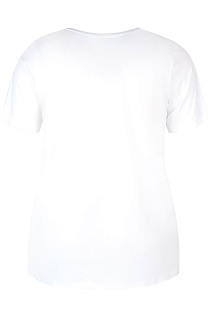 ryggen af kortærmet hvid t-shirt med print af sort hjerte på brystet. ZHENZI Fenn 713-T-shirt White